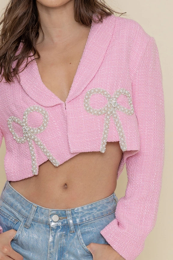 Pearl Trims in Ribbon Shape Top