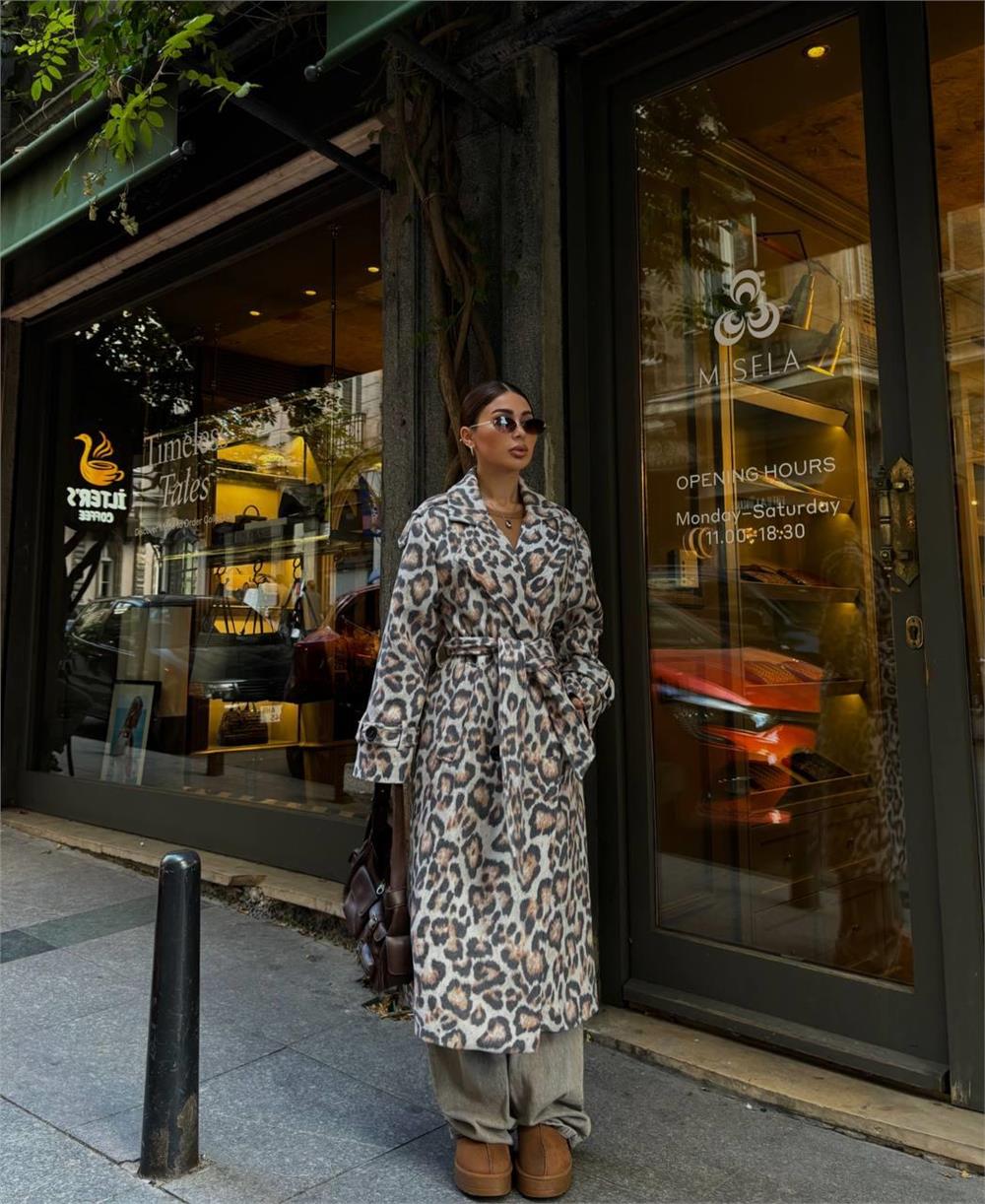 Single-Breasted Animal Print Coat