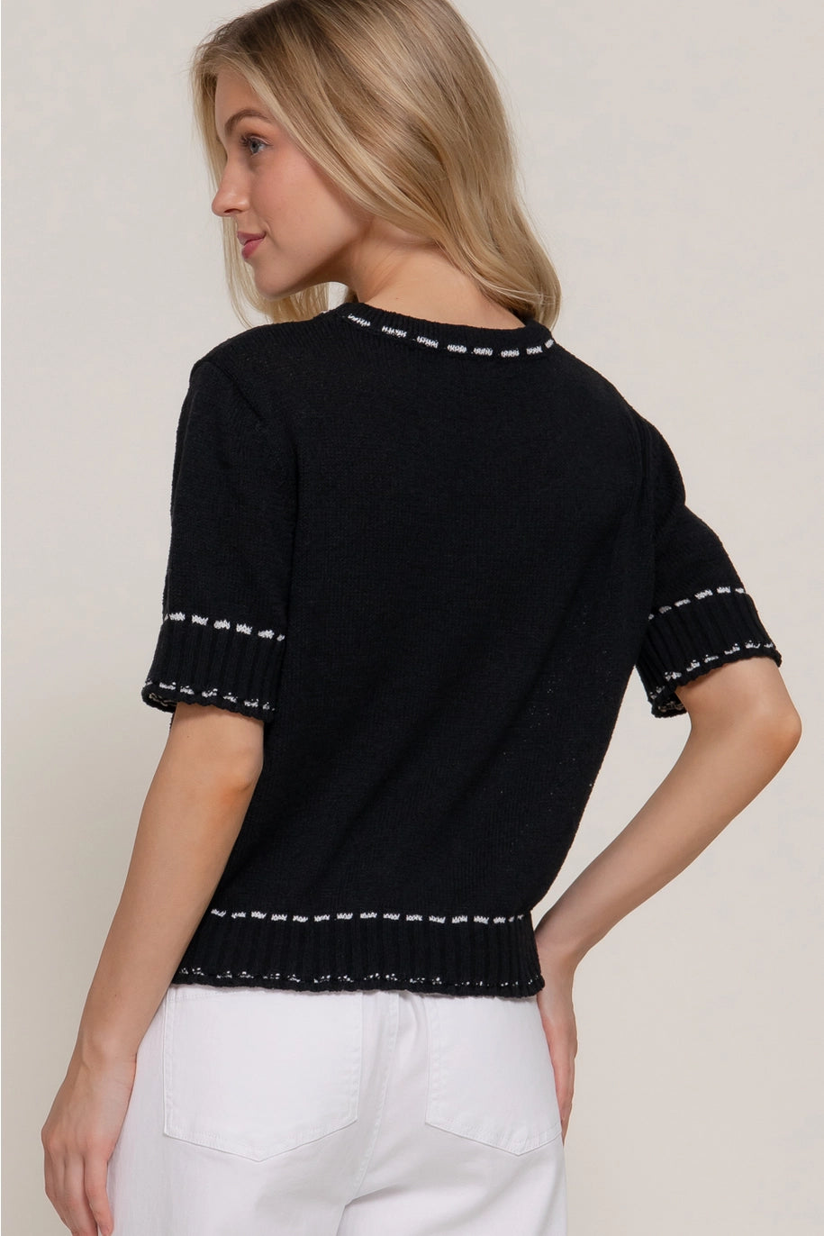 Short Sleeve Round Neck Sweater