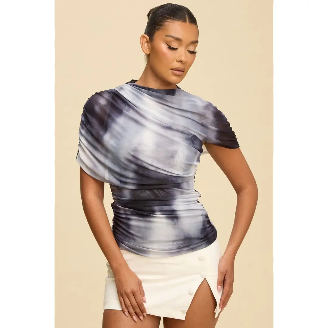 Mesh Mock Neck Sleeve Top