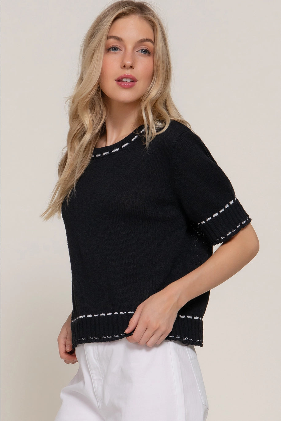 Short Sleeve Round Neck Sweater