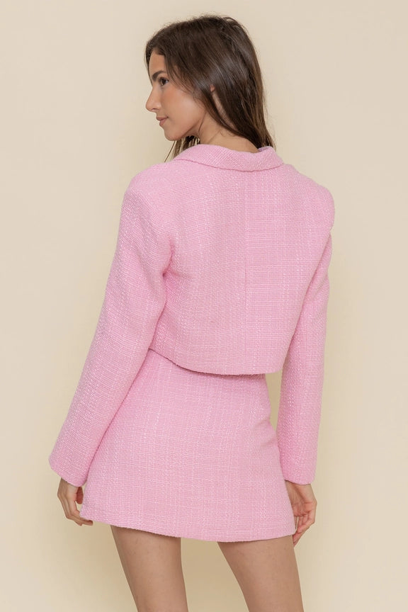 Pearl Trims in Ribbon Shape Detail Boucle Skirt