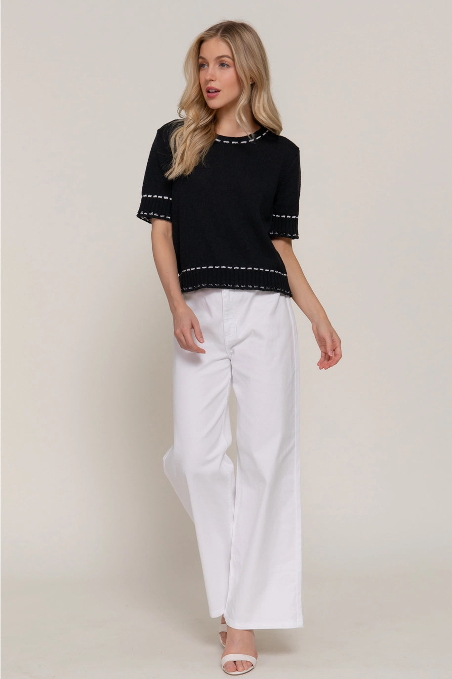 Short Sleeve Round Neck Sweater